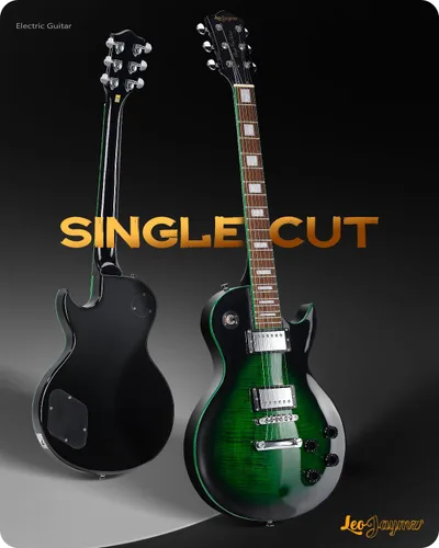 Vista 2 de Leo Jaymz Guitarra eléctrica serie SC - Cuerpo de caoba, diapasón de laurel, humbuckers duales, puente Tune-O-Matic, cuello C, afinadores 18:1
