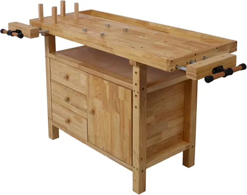 Vista 8 de Banco de trabajo de madera de 50 pulgadas – Banco de trabajo de madera duradero para garaje, taller y hogar