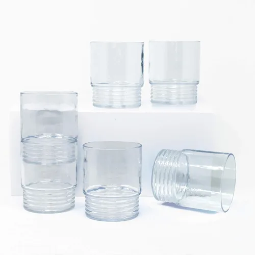 Vista 2 de Le Cadeaux Tritan Santorini - Vaso de cristal pequeño, 6 unidades, color azul