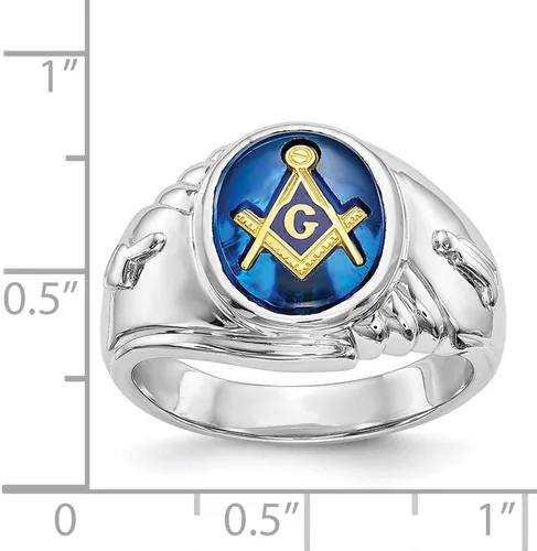 Vista 5 de Anillo masónico blanco de 14 quilates estilo Y4063, Metal, no conocido