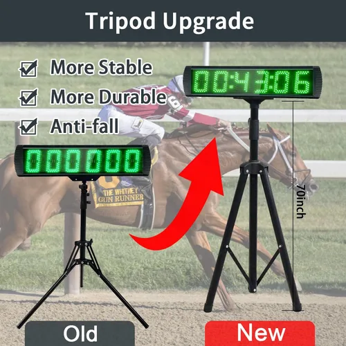 Vista 4 de Temporizador digital de carreras con pantalla LED grande con batería, función de cuenta regresiva/arriba/reloj de tiempo, control remoto, soporte