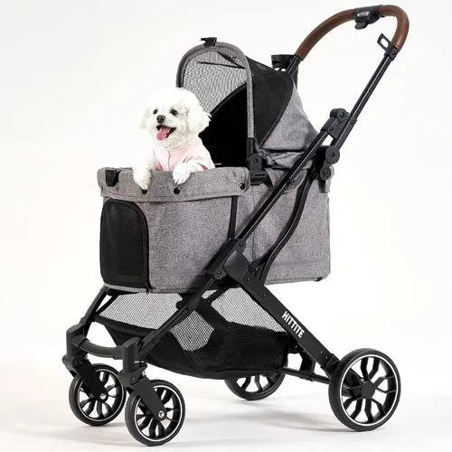 Vista 11 de HITTITE Pet Stroller with Weatherproof Cover, All-Terrain 4-Wheel Cat & Dog Stroller with Adjustable Canopy, Foldable Dog Strollers with Storage