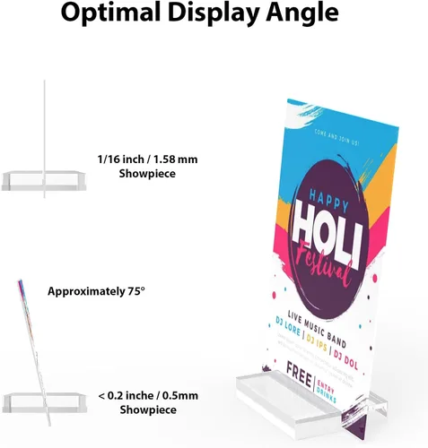 Vista 4 de Portatarjetas de lugar de 2 pulgadas para mesa, paquete de 12 portatarjetas de acrílico con 1/16" Slot, Acrylic Card Display Stands, Table Number