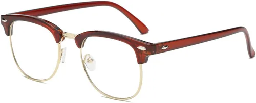 Vista 7 de Gafas de lente transparente de medio marco sin montura clásica vintage de moda