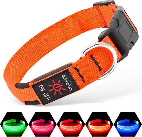 Vista 9 de Illumifun Collar LED para Perros Pequeños - Collar de Seguridad para Perros con Luz Recargable por USB, Collar con Luz de Correa de Nailon Ajustable