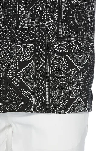 Vista 3 de Cubavera Camisa de manga corta con estampado de bandana para hombre, Negro azabache