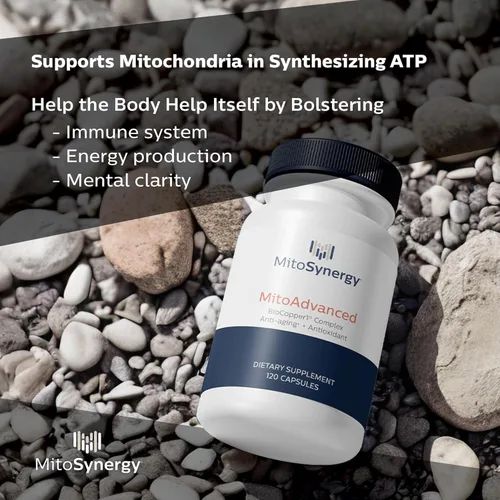 Vista 5 de MitoAdvanced BioCopper1 Cu1 (Cunermuspir) - Cóctel mitocondrial de cobre biodisponible con Coq10, tiamina, ribosa, folato, colina y ácido