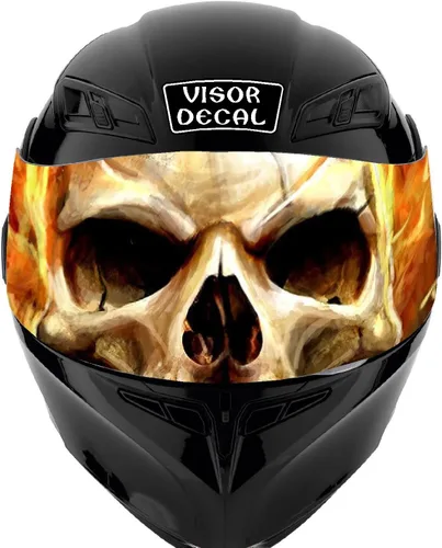 Vista 7 de Calcomanía de visera de calavera para casco compatible con: Icon Shoei Bell HJC Scorpion AGV V2 (V25 Skull)