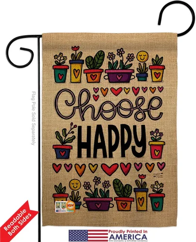 Vista 2 de Inspirational Choose Happy Garden Flag Collection Expression Spiritual Hope Love Wisdom Support Emotion Postive Small Decorative Gift Patio House