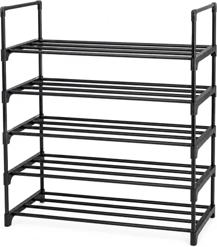 Vista 10 de Organizador de zapatos, estante de almacenamiento de zapatos reversible de metal de 3 niveles que ahorra espacio, para entrada, armario, puerta