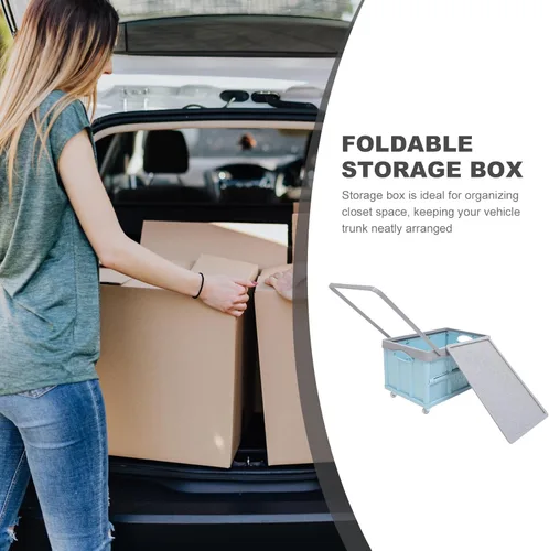 Vista 4 de Contenedores de almacenamiento plegables con tapas, cajas plegables de plástico apilables de 30 L, caja de almacenamiento de plástico apilable Rosa