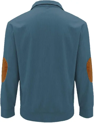 Vista 3 de Camisas de pana para hombre, estilo casual, cuello de solapa, con botones, cuello falso, manga larga, sudaderas tipo polo casuales, tallas grandes