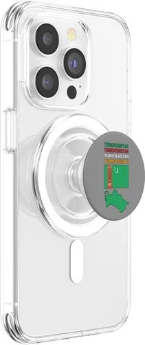 Vista 3 de Turkmenistan map with Turkmen flag in colors of the flag PopSockets MagSafe PopGrip for iPhone
