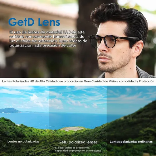 Vista 8 de Gafas inteligentes GetD AI, lentes fotocrómicas, gafas de traducción Bluetooth Lente fotocromática
