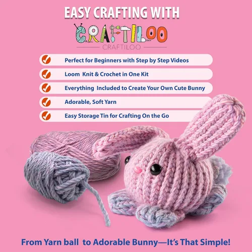 Vista 6 de CRAFTILOO Kit de Telar para Tejer y Ganchillo para Niños Kit de Ganchillo para Principiantes Kit de Tejer para Principiantes Telar de Tejer Kits