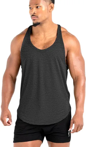 Vista 2 de Lehmanlin Camiseta sin mangas para hombre, con espalda en Y, para gimnasio, fitness, muscular, de secado rápido (paquete de 1 o 3)