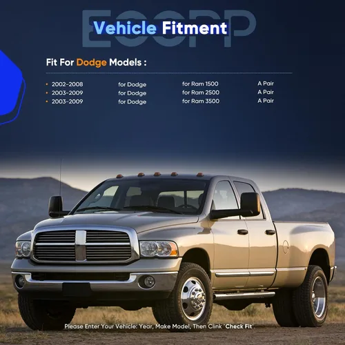 Vista 2 de ECCPP Espejos de Remolque Espejos de Remolque Con 2002-2008 Para Dodge Para Ram 1500 2003-2009 Para Dodge Para Ram 2500/3500 Ajuste Eléctrico