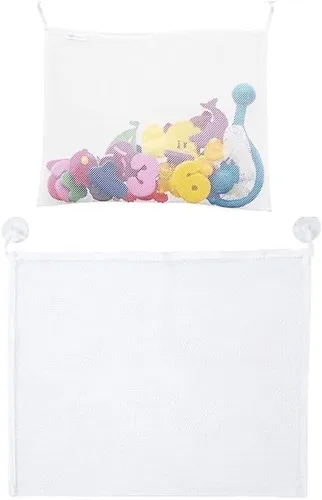 Vista 4 de Cesta de malla para niños, bañera de bebé, red de almacenamiento de juguetes, plegable, organizador de bolsa colgante para baño