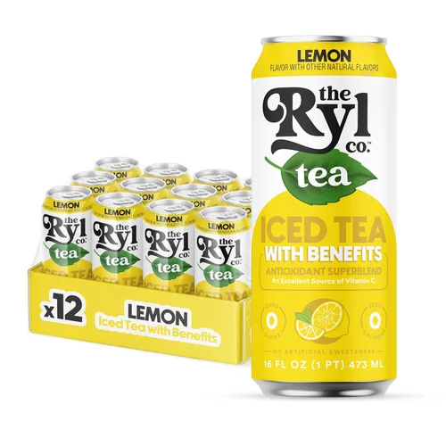 Vista 14 de Ryl Té Helado, Té Cítrico Verde, Súper Mezcla Antioxidante, Sin Azúcar, Bajo en Carbohidratos, Cero Calorías - 16.0 Fl Oz (Paquete de 12)