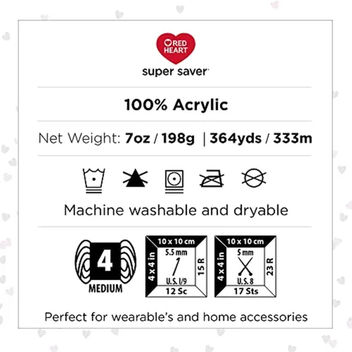 Vista 11 de RED HEART Super Saver - Paquete de 3 hilos, color blanco, paquete de 3