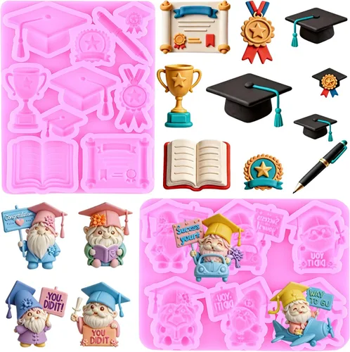 Vista 11 de Mujiang Moldes de silicona para el regreso a clases, bolsa escolar, libro de tijeras, paleta de dibujo, moldes para fondant, para decoración