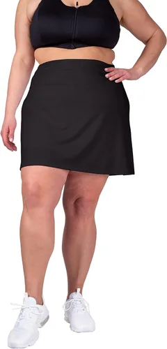 Vista 7 de Inerzia Paquete de 2 faldas pantalón de talla grande para mujer, falda pantalón activa de cintura alta, faldas de golf y tenis para mujer