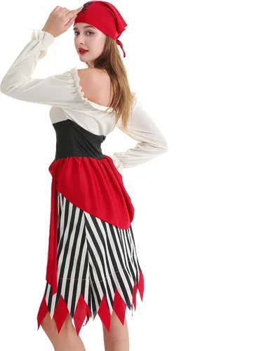 Vista 3 de Lingway Toys Disfraz de pirata para mujer con turbante pirata