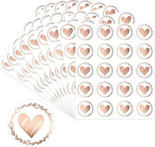 Vista 8 de Zonon - 500 sellos transparentes de corazón para sobre, calcomanías de corazón de boda, calcomanías de amor de 1.26 pulgadas, calcomanía de sellado