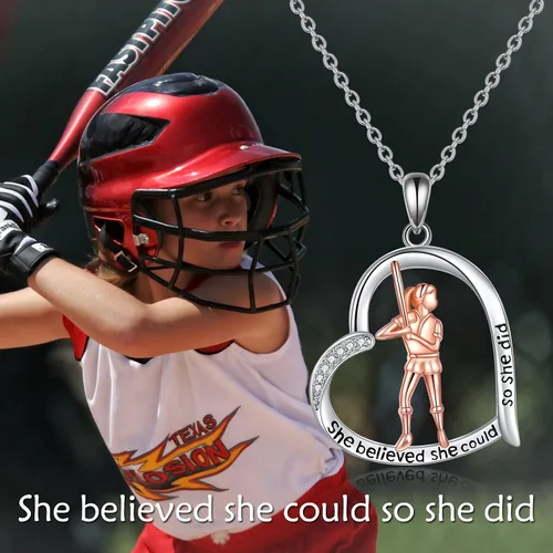 Vista 5 de YFN Regalos para amantes de los deportes para mujeres y niñas, plata de ley, colgante de bola de voleibol, golf, raqueta de tenis, joyería