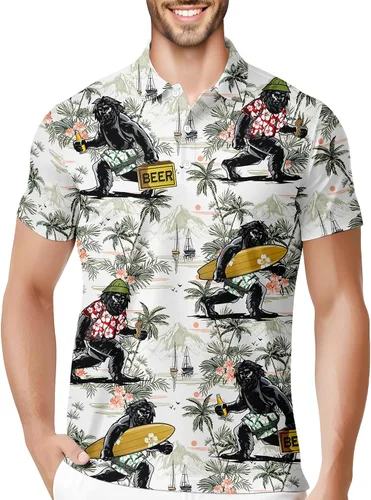 Vista 38 de HIVICHI Camisas de golf divertidas para hombre con patrón estampado loco colorido y novedad de alto rendimiento que absorbe la humedad, camisa tipo