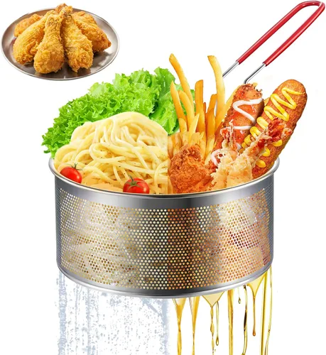 Vista 7 de Yimi Skimmer Cucharón Ranurado, Acero Inoxidable 304 Duradero para Cocinar Freír Colador, Cuchara Grande Antioxidante Colador de Cocina