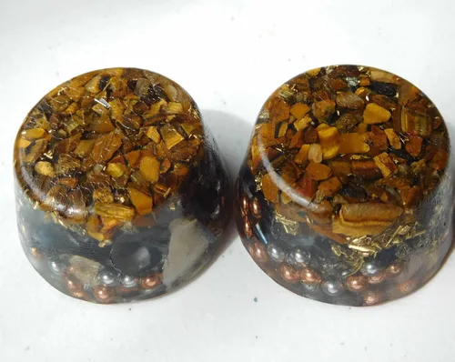 Vista 4 de Generador de orgón Buster de un solo cristal de ojo de tigre Acumulador de energía ¡Herramienta de regalo perfecta! ¡Orgonita muchos ingredientes