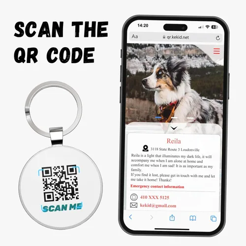 Vista 4 de Etiqueta de perro con código QR, etiquetas de identificación para mascotas, etiquetas de perro personalizadas para mascotas, etiquetas