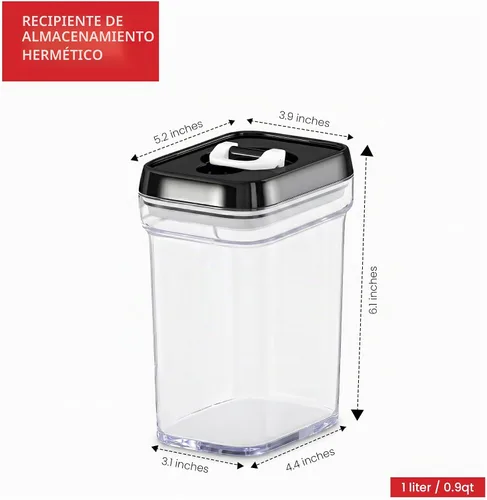 Vista 4 de DWËLLZA KITCHEN Contenedores herméticos para almacenamiento de alimentos con tapas, juego de 6 recipientes herméticos de almacenamiento de cocina 01