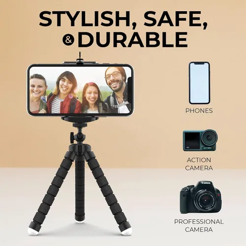 Vista 2 de ChargeWorx Soporte universal para trípode para teléfono Soporte de trípode flexible para teléfono Soporte ajustable Rotación de 360° Pies