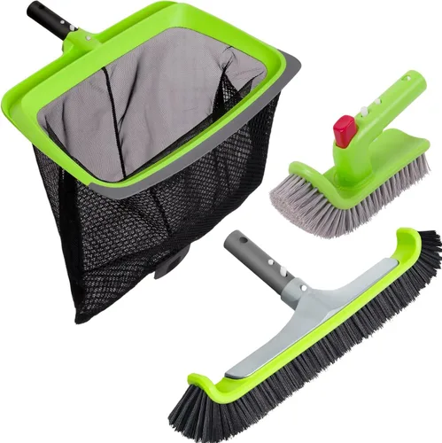 Vista 8 de Sepetrel Kit de limpieza de piscina de lujo que incluye 2 cabezales de cepillo, 2 redes de desnatador de piscina (sin poste)
