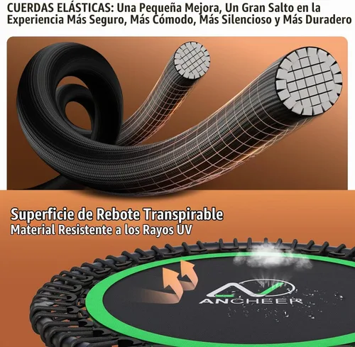 Vista 2 de ANCHEER Trampolín Rebounder de 40 pulgadas con mango ajustable de 4 niveles, mini trampolín máximo de 400 libras, trampolín de fitness resistente