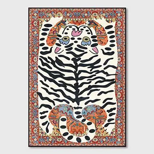 Vista 17 de Alfombra vintage de estilo bohemio con diseño de tigre para puerta de baño, 2 x 3 pies, alfombra pequeña para dormitorio, lavable, tapete de tigre