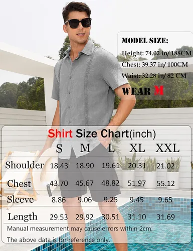Vista 6 de LecGee Camisa de vestir de manga larga para hombre, estilo hippie, barroco, para fiesta, club, con botones, para hombre