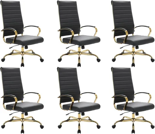 Vista 12 de LeisureMod Silla de oficina moderna de cuero con respaldo alto, silla de escritorio ejecutiva giratoria y ajustable con marco dorado, diseño Blanco