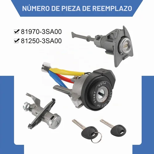 Vista 3 de Juego de cilindros de bloqueo completo con llave compatible con Hyundai Sonata 2009-2014 Ignition Switch Lock Cylinder and Door Lock Cylinder