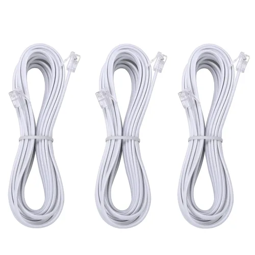 Vista 14 de Cable de extensión para teléfono fijo con enchufe estándar RJ-11 6P4C (3 pies-paquete de 3, negro)