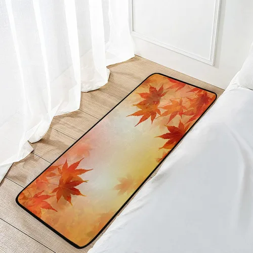 Vista 6 de Alfombras para el día de Acción de Gracias, hojas de otoño y otoño, alfombras de arce dorado para cocina, baño, Navidad, tapete decorativo pequeño