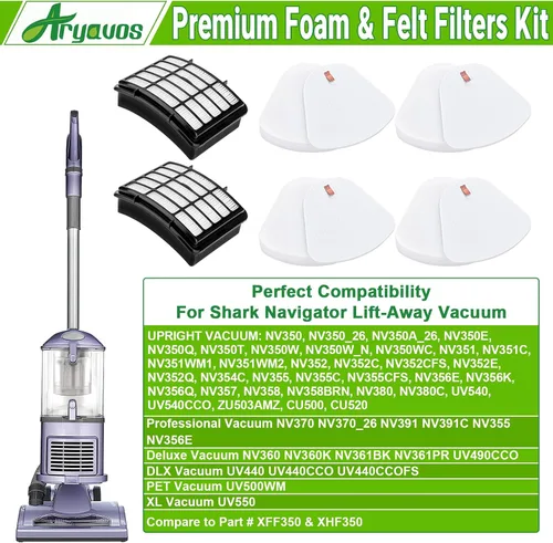 Vista 2 de 2 filtros Hepa + 4 de espuma y fieltro de repuesto para Shark Navigator Lift-Away Vacuum NV350, NV351, NV352, NV355, NV356E, NV357, NV360, NV370