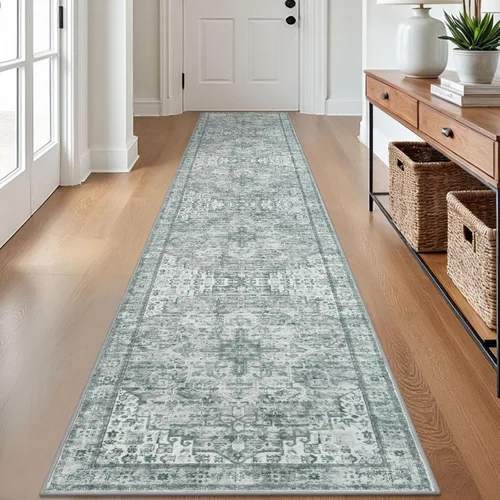 Vista 128 de SIILOOM Alfombra lavable de 2 x 3 pies, alfombra suave color taupe ceniza para entrada, tapete antideslizante para puerta de interior, tapete