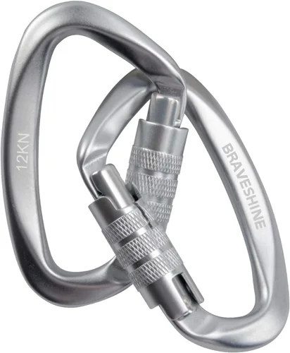 Vista 12 de Clips de mosquetón resistentes 12KN Aluminio D Ring Double Lock Caribeaner Hooks