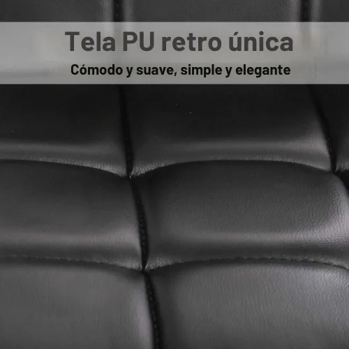 Vista 3 de Dkeli Juego de 2 taburetes de bar giratorios de altura ajustable con respaldo de piel sintética duradera, silla de comedor moderna y alta para sala