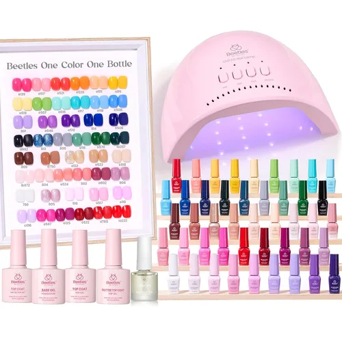 Vista 22 de Beetles - Kit de esmalte de uñas de gel con luz UV, 54 piezas, 32 colores A - Multicolor-32-54