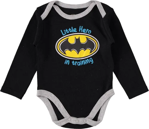 Vista 4 de BATMAN Baby Boys Clothes 3-Piece Set with Bodysuit, Pants, and Bib Set