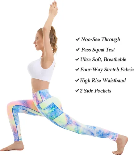 Vista 5 de iniber Pantalones de yoga de cintura alta con bolsillos para mujer, elásticos en 4 direcciones, suaves, para correr, entrenamiento, pantalones